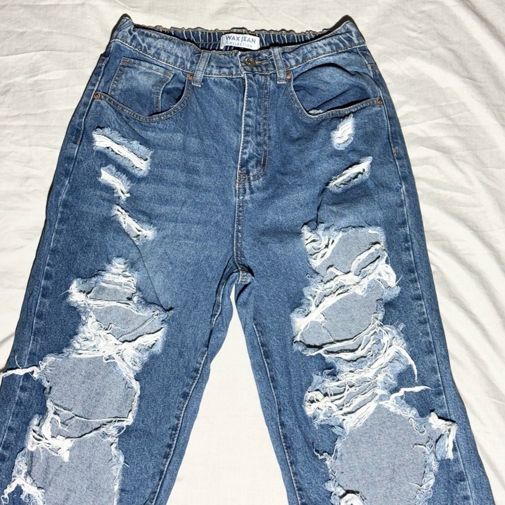 Wax Jean Collection Super Distressed High Rise Y2K Style Size M - Picture 4 of 16